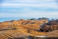 Panoramic view of Lessinia Plateau and Mountain Range of Monte Carega - Italy Alps