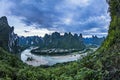 Panoramic view of the Li River near Yangshuo Royalty Free Stock Photo