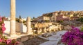 Panoramic view of Library of Hadrian, Athens, Greece. This place is tourist attraction of Athens. Urban landscape of Athens Royalty Free Stock Photo