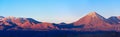 Panoramic view of licancabur volcano at sunset, San Pedro de Atacama, Atacama desert, Chile Royalty Free Stock Photo