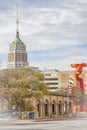 Panoramic view of the Life Tower and the Torch of Friendship