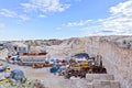 Panoramic view of limestone quarry of Malta. with tilt-shift effect Royalty Free Stock Photo