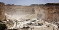 Panoramic view of the limestone quarry of Malta Royalty Free Stock Photo