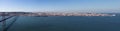 Panoramic view of Lisbon with the 25 de Abril Bridge upon the Tejo river, Portugal. Royalty Free Stock Photo