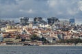 Panoramic view of Lisbon from the Ginjal pier with Amoreiras in the background