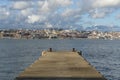 Panoramic view of Lisbon from Ginjal pier, Cacilhas, Almada, with Amoreiras in the background