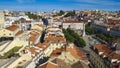 Panoramic View of Lisbon Lisboa orange roofs and Castle,