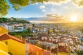 Panoramic view of Lisbon at sunset, Portugal Royalty Free Stock Photo