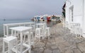 Panoramic view of Little Venice, the landmark of the island of Mykonos in Greece Royalty Free Stock Photo