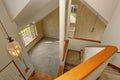 Panoramic view of living room from upstairs deck Royalty Free Stock Photo