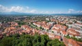 Panoramic view on Ljubljana old town and city from Ljubljana Castle, Slovenia. Royalty Free Stock Photo