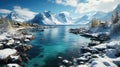 Panoramic view of Lofoten islands in winter, Norway