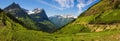 Panoramic view of Logan Pass in Glacier National Park, Montana Royalty Free Stock Photo