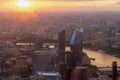 Panoramic view of the London city skyline illuminated by sunset light Royalty Free Stock Photo