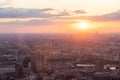 Panoramic view of the London city skyline illuminated by sunset light Royalty Free Stock Photo