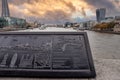 Panoramic view of the London financial district from the Tower bridge over river Thames. Royalty Free Stock Photo