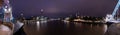 Panoramic view of the London financial district from the Tower bridge over river Thames. Royalty Free Stock Photo