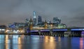 Panoramic view of London over Thames River at night Royalty Free Stock Photo