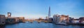 Panoramic view of London, Shard, Tower Bridge and Globe theatre