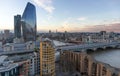 Panoramic view of London at sunset, river Thames and Blackfriars Railway bridge in the foreground, UK. Royalty Free Stock Photo