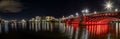 Panoramic view of the Longfellow Bridge at night in Boston, Massachusetts. Royalty Free Stock Photo