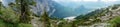 Panoramic view from Loser peak over Altaussee lake in Dead Mountains Totes Gebirge. Austria