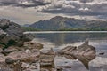 Panoramic view of the Lough Leane at the Ring of Kerry in Ireland. Panoramic mountain lake in Ireland