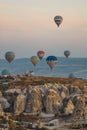 Panoramic view of Love valley near Goreme village, Cappadocia, Turkey Royalty Free Stock Photo