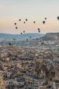 Panoramic view of Love valley near Goreme village, Cappadocia, Turkey Royalty Free Stock Photo