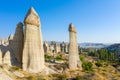 Panoramic view of Love valley near Goreme village, Cappadocia, Turkey Royalty Free Stock Photo