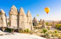 Panoramic view of Love valley near Goreme village, Cappadocia, Turkey Royalty Free Stock Photo