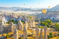 Panoramic view of Love valley near Goreme village, Cappadocia, Turkey Royalty Free Stock Photo