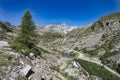 panoramic view of the lower lake of cornisello trentino Royalty Free Stock Photo