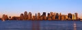 Panoramic view of lower Manhattan and Hudson River, New York City skyline at sunset Royalty Free Stock Photo