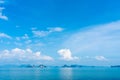 Panoramic view of lsland with cloudy sky / background / seascape