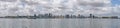 Panoramic view at the Luanda downtown, with cityscape skyline buildings, Luanda bay , Cabo Island and Port of Luanda, Luanda