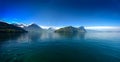 Panoramic view of Lucerne lake with swiss alps in spring Royalty Free Stock Photo