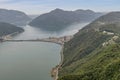 Panoramic view of Lugano and its surroundings from the summit of Monte San Salvatore, Switzerland Royalty Free Stock Photo