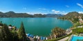 Panoramic view of Lugano lake Royalty Free Stock Photo