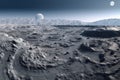 panoramic view of lunar craters from rovers perspective Royalty Free Stock Photo