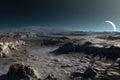 panoramic view of lunar craters from rovers perspective Royalty Free Stock Photo