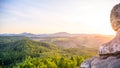 Panoramic View of Lusatian Mountains at Sunset Royalty Free Stock Photo