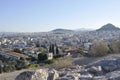 Panoramic view of Lykavittos Hil from Athens in Greece