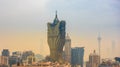 Panoramic view of Macau downtown in the mist Royalty Free Stock Photo