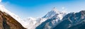 Panoramic view of Machapuchare Peak. Nepal mountain landscape. Annapurna circuit, Himalaya, Asia Royalty Free Stock Photo