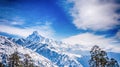 Panoramic view of Machapuchare Peak. Nepal mountain landscape. A Royalty Free Stock Photo