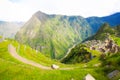 Panoramic view of Machupicchu world heritage site at Cusco Peru Royalty Free Stock Photo