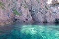 Panoramic view of Magmatic vertical rocks of Calanques de Piana