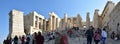 Panoramic view of the main monuments and places of Athens (Greece). The Acropolis. The entrance of the Propylaea