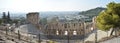 Panoramic view of the main monuments and places of Athens (Greece). The ruins of the Theater of Dionysus or Herod Attic Royalty Free Stock Photo